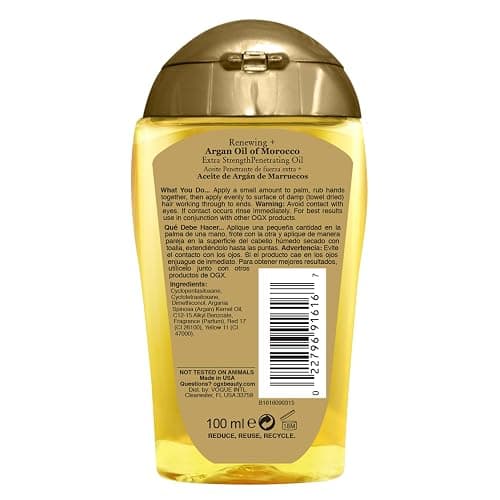 OGX Renewing + Argan Oil of Morocco Hair Oil, Extra Strength Penetrating Serum Treatment for Dry, Damaged, Frizzy, Curly & Coarse Hair, Cold-Pressed Argan Oil, Shine, 3.3 Fl Oz thumbnail 7