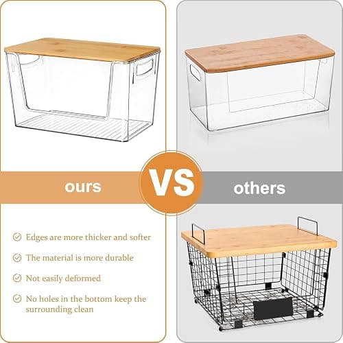 Pantry Organizers Storage, 2 Pack Onion and Potato Storage Bins Large Capacity Kitchen Counter Bins for Garlic, Fruit, Vegetable, Can Storage Countertop Organizer (12" x 7" x7") thumbnail 7