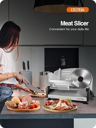 Meat Slicer Electric Deli Food Slicer with Child Lock Protection, Removable 7.5’’ Stainless Steel Blade and Food Carriage, Adjustable Thickness Food Slicer Machine for Meat, Cheese, Bread(150W) thumbnail 7