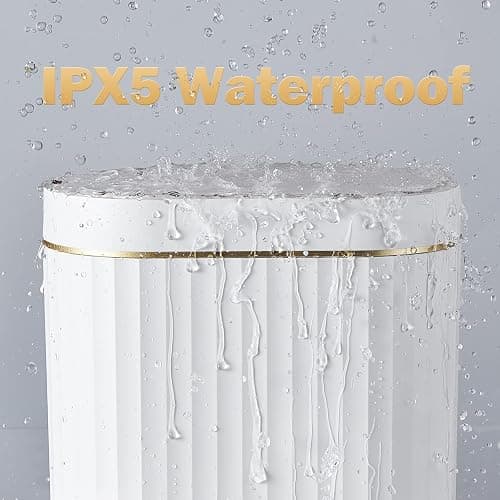 ELPHECO Automatic Motion Sensor Trash Can - 2 Gallon Slimline for Bathroom, Bedroom, Kitchen, Office - White with Gold Trim thumbnail 5
