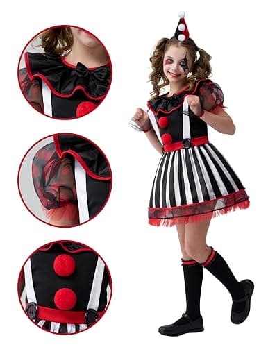 Spooktacular Creations Clown Costume for Girls, Halloween Evil Clown Costume for Kids, Halloween Role Play & Dress Up thumbnail 5