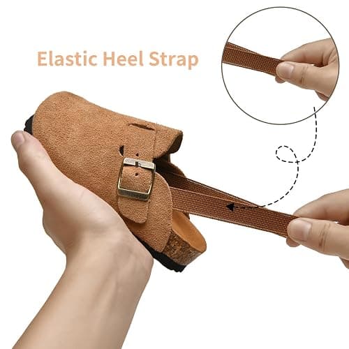 AFWIE Kids Genuine Leather Toddler Clogs，Clogs for Boys Girls Cork Footbed Arch Support Slip Resistant Mules Adjustable Buckle,Non-Slip Slippers,Sandals for Boys Girls thumbnail 5