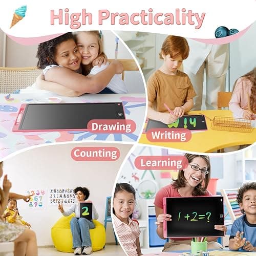 [2 Pack] Genialba 8.5 inch LCD Drawing Tablet for Kids Colorful Screen Writing Board Toddler Toys Learning Educational Stocking Fillers Kids Gifts for for 3 4 5 6 7 Year Old Boys Girls, (Pink&Blue) thumbnail 5