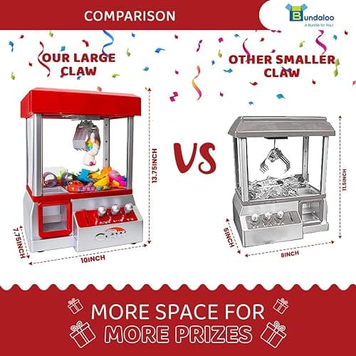 Bundaloo Claw Machine Arcade Game with Sound, Cool Fun Mini Candy Grabber Prize Dispenser Vending Toy for Kids, Boys & Girls thumbnail 5