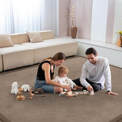 ILPEOD Baby Play Mat for Floor Nursery Rug Muscle Mat Area Rug Playroom Rug 50"x50" Playpen Mat Memory Foam 1.3" Thick Crawling Mat for Babies,Toddlers, Infants, Kids,Camel thumbnail 7