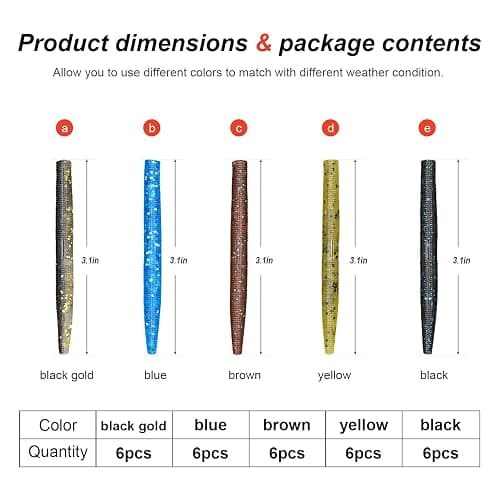 Lilureena Ned Rig Kit for Bass Fishing – 25pcs/40pcs/60pcs/133pcs Finesse Soft Plastic Worms, Stick Baits, Swimbaits Lures with Shroom Ned Jig Heads, Complete Lure Set for Freshwater Fishing thumbnail 3