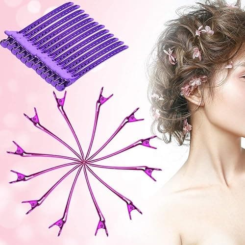 12Pcs Sectioning Clip Barrette Metal Duckbill Clip Hair Grip Clamps Salon Barber Hairdressing Styling Tools, thumbnail 2
