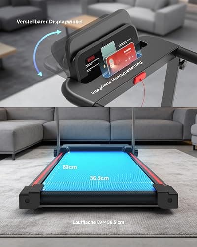Laufband für Zuhause, Elektrisches Laufbänder mit Griff, Klappbares bis 10Km/H, Treadmill Walking Pad for Home, Leise Klein Büro Klappbar Kompakte, Anzeige 12 Voreingestellte Programme thumbnail 7