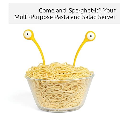 OTOTO Pasta Monsters and Salad Servers - BPA-Free Fun Kitchen Gadgets - 100% Food Safe Salad Spoon and Fork Set - 11.93x 3.39 x 2.24 inch thumbnail 3