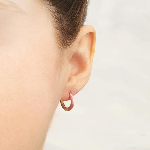 14K Gold Plated Sterling Silver Enamel Color Huggie Hoop Earrings for Women – Wide Range of Vibrant Color Options Available thumbnail 3
