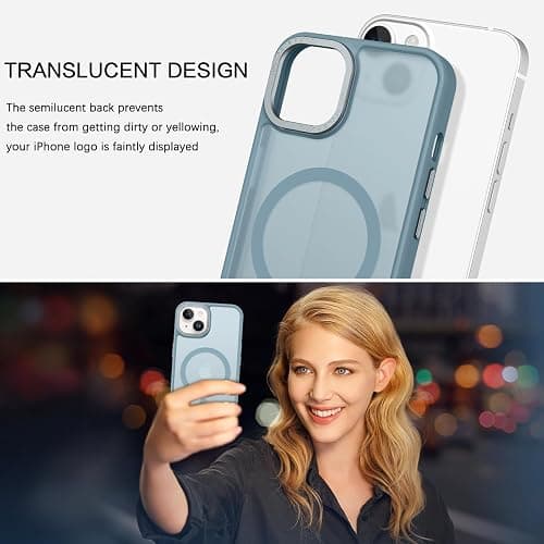 BENTOBEN Compatible with iPhone 15 Plus Case, Translucent Matte Slim Shockproof Magnetic Phone case [Compatible with MagSafe] Women Men Girl Boy Protective Cover for iPhone 15 Plus, Gray Blue thumbnail 6