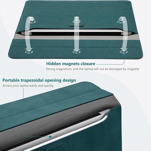 HYZUO 13.3-14 Inch Laptop Sleeve Case with Stand Feature for MacBook Pro 14 M4/M3/M2/M1 Pro/Max 2025-2021, MacBook Pro/Air 13.3, 13.5-13.8 Surface Laptop, HP Spectre X360 13/14, Dark Green thumbnail 4
