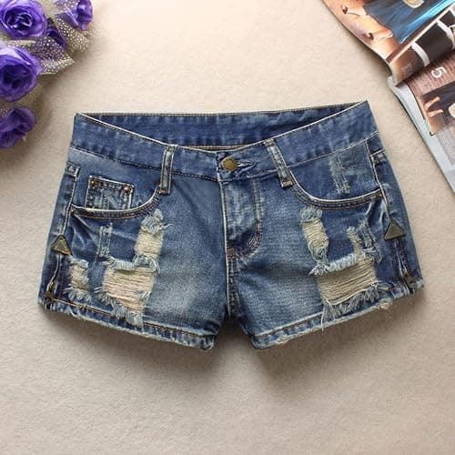 Fensajomon Women's Low Rise Summer Ripped Distressed Frayed Denim Shorts Sexy Jean thumbnail 3