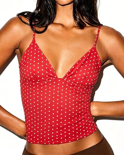 SUUKSESS Women Sexy Deep V Neck Sleeveless Fitted Basic Tops Y2K Tank Top Cami - Image 1
