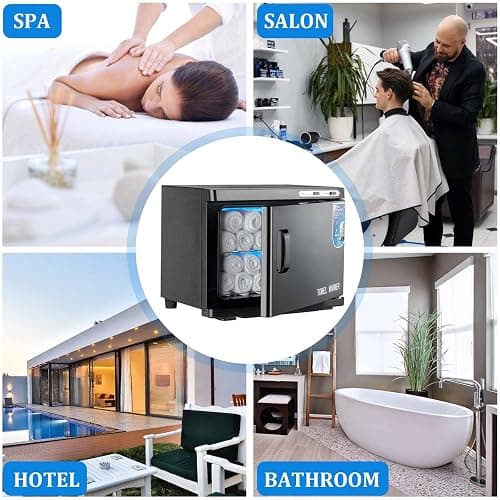 Hot Towel Warmer Cabinet with LED Light - JXSDLIY 23L Large Capacity Towel Cabinet for Bathroom 2-in-1 Professional Hot Towel Warmers for Facials SPA Massage Salon Heats Up Quick Towel Heater (black) thumbnail 5