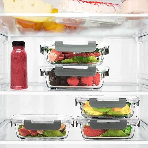 M MCIRCO 10-Pack,22 Oz Glass Meal Prep Containers,Glass Food Storage Containers with lids,Lunch Containers,Microwave, Oven, Freezer and Dishwasher (Gray) thumbnail 6