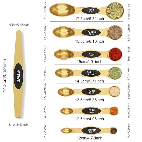 Magnetic Measuring Spoons Set Stainless Steel with Leveler, Stackable Metal Tablespoon Measure Spoon for Baking, Measuring Cups and Spoon Set Kitchen Gadgets Apartment Essentials Fits in Spice Jars thumbnail 2