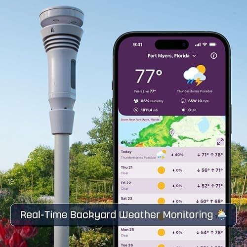 Tempest Weather Station with Built-in Wind Meter, Rain Gauge, and Accurate Weather Forecasts, Wireless, App and Alexa Enabled thumbnail 6