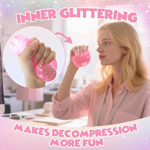 Aooess Fidget Toys Stress Cube for All Ages: Cube Squishies Anxiety Stress Relief, Ice Squishy Drop Malt Sugar Balls, Soft Sensory Calming Toys for Kids, Teens and Adults Party Favors, Pink thumbnail 6