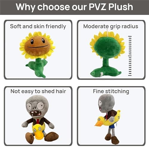 Dyharnsty 6pcs Plants and Zombies Plush vs Toys Sets PVZ Plush Stuffed Toys Soft Figure Doll Great Birthday Gifts for kids thumbnail 9