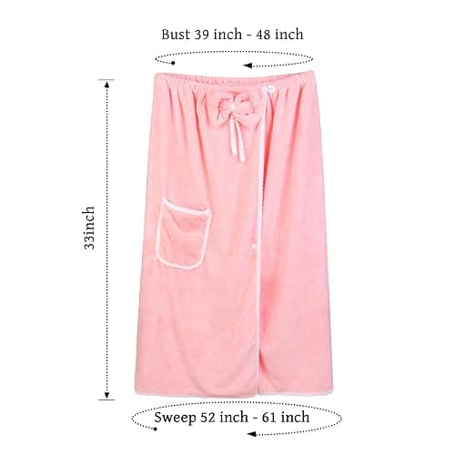 Towel Wrap Women Shower Robe Adjustable Closure Bathrobe with Hair Drying Towel & Spa Wraps thumbnail 2