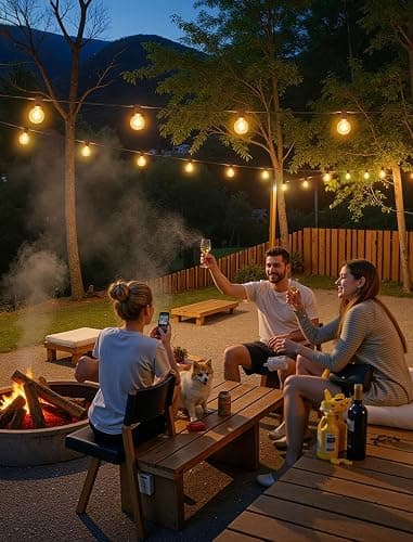 Larkvue 25FT Solar String Lights Outdoor with Remote, Waterproof Dimmable 3 Modes Patio Lights with 10+1 LED Shatterproof G40 Bulbs for Wedding-Brown thumbnail 7