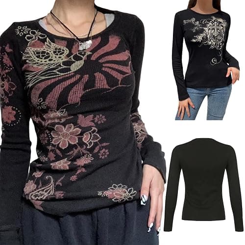 Lucakuins Women Y2k Long Sleeve Tops Fairy Grunge Graphic Tee Shirts Fairycore Aesthetic Fall Clothes Harajuku 90s Streetwear thumbnail 5