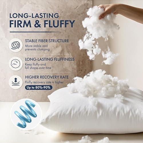 MIULEE 18x18 Throw Pillows Inserts 2 Pack, Decorative Pillows for Couch Bed | 100% Virgin Filling, Full and Fluffy, Lumbar, Back and Neck Support thumbnail 3