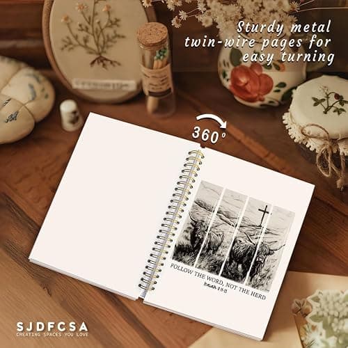 SJDFCSA Western Gifts Christian Gifts for Women Highland Cow Notebook Journal, Follow The Word Not The Herd Bible Verse Journal, Religious Prayer Journal for Woman，Church Faith Journaling Notebook A5 thumbnail 5