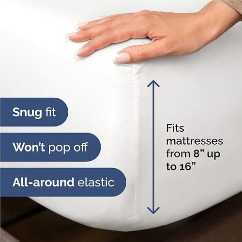 Full Size 4 Piece Sheet Set - Comfy Breathable & Cooling Bed Sheets Set - Hotel Luxury Bedding for Women, Men, Kids, Teens, Boys & Girls - Deep Pockets, Ultra-Soft and Wrinkle Free - Oeko-Tex - White thumbnail 3