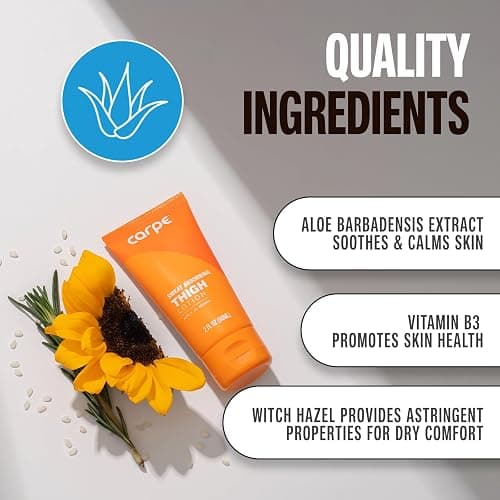 Carpe Sweat Absorbing Thigh - Helps Keep Your Thighs Dry and Chafe Free - Sweat Absorbing Lotion - Helps Control Sticky Thigh Sweat - With Witch Hazel and Vitamin B3 thumbnail 7