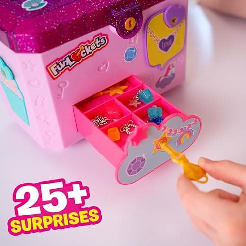 Funlockets Secret Jewellery Box with Voice Recorder - Kids Accessories & Activity Set with Lock & Keys - Unlock 25+ Surprises from Charm Bracelets to Cool Stickers & Record Messages - Children Ages 5+ thumbnail 5