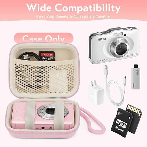 CVVD Digital Camera Case for Kodak PIXPRO FZ55 FZ45 - Pink | Hard EVA Protective Shell, Fit CAMKORY Compact Digital Cameras, Compact for Travel and Daily Carry thumbnail 4