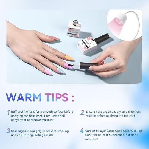 Makartt No Wipe Base and Top Coat Kit 2pcs 10ml Soak Off Nail Gel Base Top Coat Polish Manicure Pedicure Set thumbnail 9