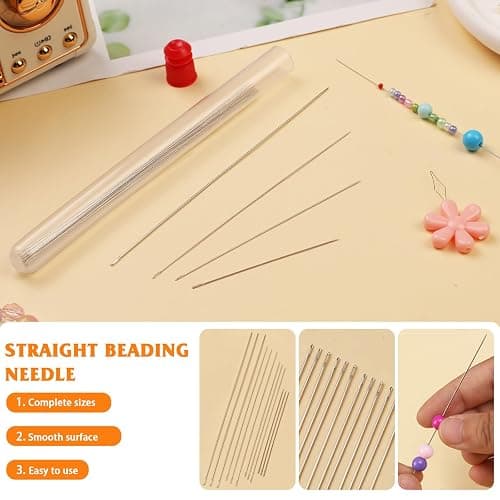 UOOU 39 Pcs Beading Needles for Jewelry Making Include 20 Pcs Long Straight Beading Needles,8 Pcs Big Eye Beading Needle,Needles for Seed Beads Set with Yarn Scissors,Thimble,Threaders thumbnail 4