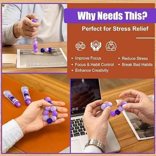 Silicone Magnetic Balls, Fidget Toys, 6-Pack Stress Relief Toys for Adults, Teens, Sensory Toy for Fingers Hands, Quiet Office Desk Toys with Textures, Magnet Fidget Fun Gift (Purple) thumbnail 6