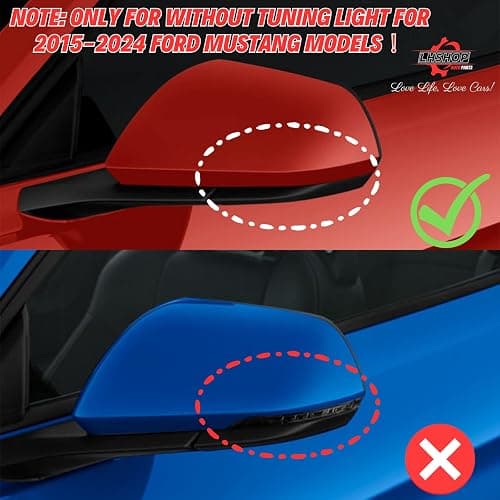 Side Mirror Cover Caps Carbon Fiber Gloss Trim for 2015-2024 Ford Mustang GT/Ecoboost/Shelby Car Aesthetic Decorations Exterior Mods Tuning Parts - Without Mirror Turn Signal Cutout thumbnail 5