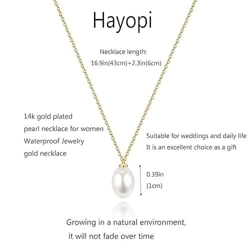 Pearl Necklace for Women Trendy,14k Gold Plated Necklace Dainty Wedding Necklace Small Cute Choker Necklace Beaded Lariat Drop Necklace Vintage Waterproof Jewelry for Women Gold Jewelry Fashion Gifts thumbnail 4
