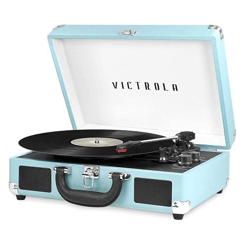 Victrola Journey Bluetooth Portable Suitcase Record Player – with Built-in Speakers, 3 Speed Vinyl Record Player, RCA Out, Headphone Jack (Turquoise) - Image 1