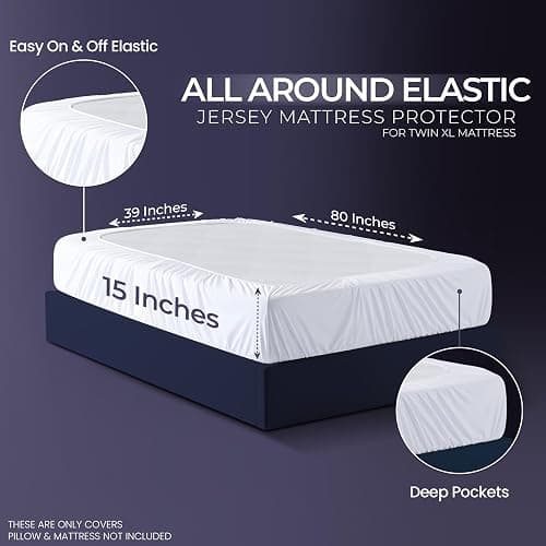 Waterproof Mattress Protector and Pillow Case, Twin XL Size, Includes +1 Zippered Pillow Protector and 1 Mattress Cover Set, Fitted Sheet Style Deep Pockets with All Around Elastic thumbnail 4
