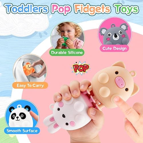12 PCS Animal Pop Suction Fidgets Toys, Toddler Travel Toys for Airplane Car Activities Essential, Party Favors for Kids, Goodie Bags Stuffers for Kids, Toddler Bath Toys, Birthday Gifts for Boy Girls thumbnail 3