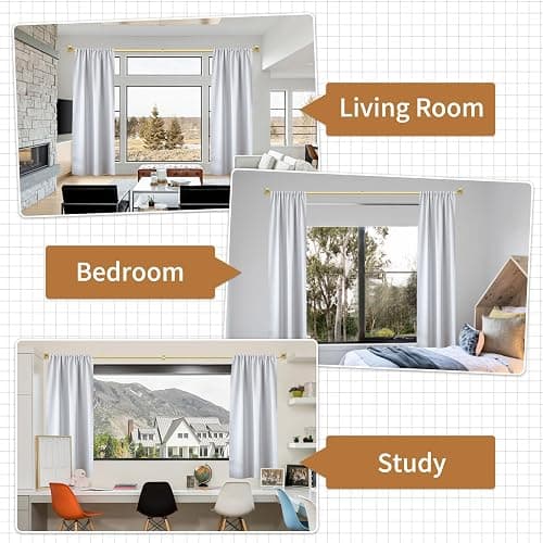 ZYRW Gold Curtain Rod, Room Darkening Rods for Windows 28 to 48 Inches(2.3-4Ft), Wrap Around Curtain Rods, Heavy Duty Blackout Drapery, Modern Decorative Window Treatment Rod, Gold thumbnail 6