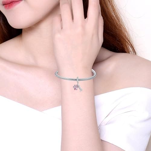 Alstiva Tiere Hase Vierblättriges Kleeblatt 925 Sterling Silber 5A Zirkonia Charm Anhänger für Armband Charm Bead Pendant für Europäische Armbänder Halsketten Schmuck Geschenk für Damen thumbnail 2