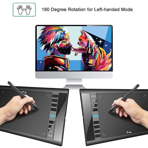 Drawing Tablet, UGEE M708 10 x 6 inch Large Drawing Tablet with 8 Hot Keys, Passive Stylus of 16384 Levels Pressure, Digital Graphics Art Tablet for PC Paint, Design, Art Creation Sketch thumbnail 5