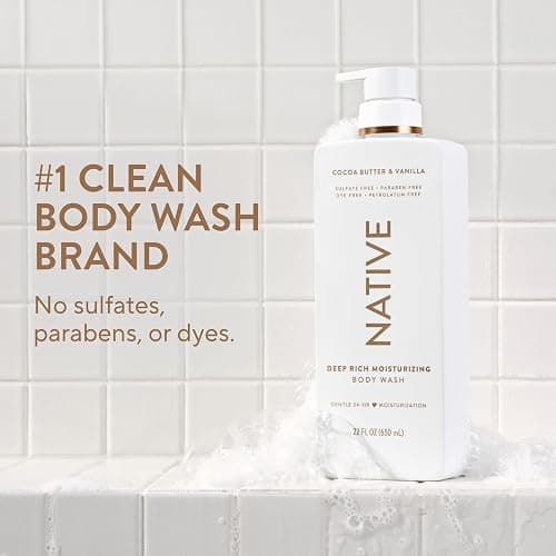 Native Moisturizing Body Wash, Clean & Gentle 24-Hour Hydration with Shea Butter, for Sensitive and Dry Skin, for Women & Men, Sulfate-free, Paraben-free, Cocoa Butter & Vanilla, 22 fl oz thumbnail 2
