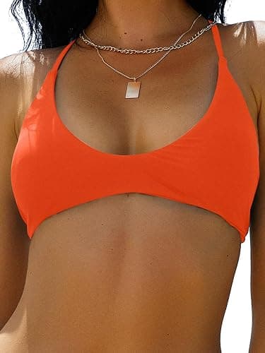 ZAFUL Women's Tie Back Padded High Cut Bralette Bikini Set Two Piece Swimsuit thumbnail 4