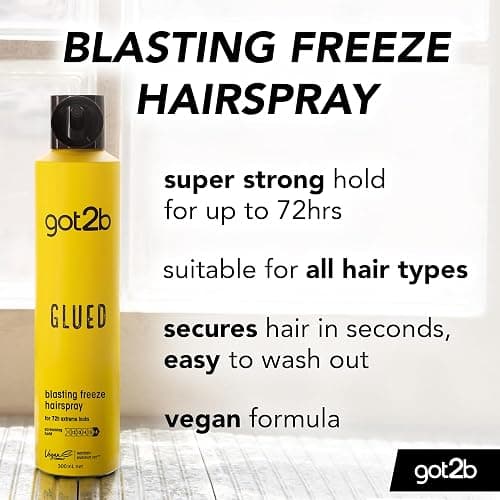 got2b Glued Blasting Freeze Hairspray 300 ml, Glued Hairspray for up to 72h Ultra Strong Hold, Hairspray got2b, For Extreme Hairstyles, Vegan Formula thumbnail 2