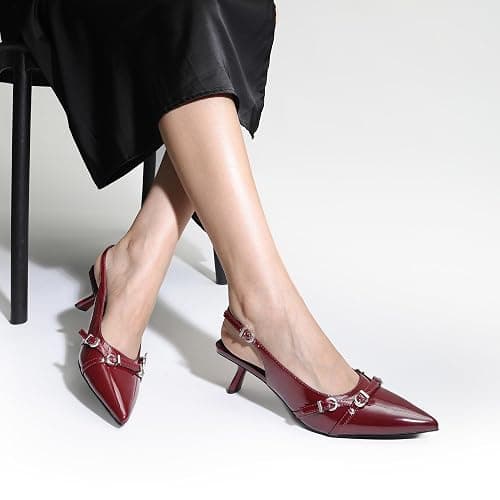 DREAM PAIRS Women's Low Kitten Heels Slingback Closed Pointed Toe Comfortable Dressy Pumps Wedding Party Casual Elegant Dress Shoes thumbnail 2
