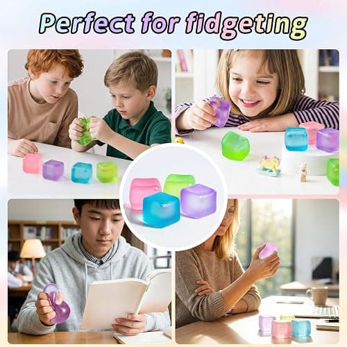 Stress Cube Squishy Fidget Toys, 2.17" Slow Rising Ice Cube Stress Ball, Sensory Sugar Squishy Squeeze Toys for Adults & Kids, Anxiety Relief Desk Toys, Classroom Prizes Party Favors (Blue) thumbnail 6