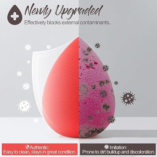 BEAKEY Makeup Sponge Set 5 Pack Micro Porous Low Absorption Soft Latex Free Foundation Beauty Sponges & Blenders for Powder Cream, Stocking Stuffers for Women thumbnail 4